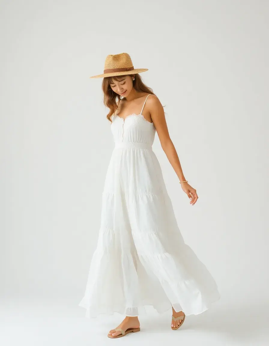 Cotton Flowy Sundress - Robe d'été fluide femme en coton