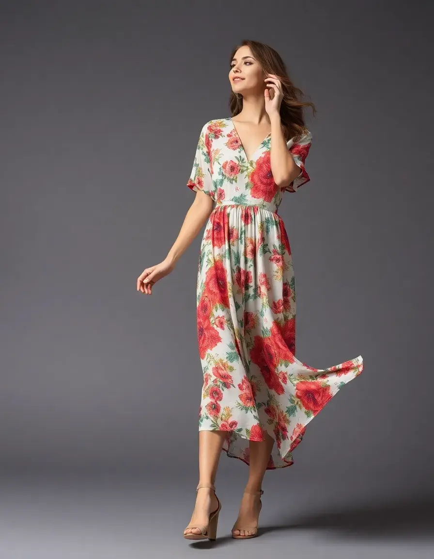 Printed Flowy Dress - Robe fluide femme à motifs