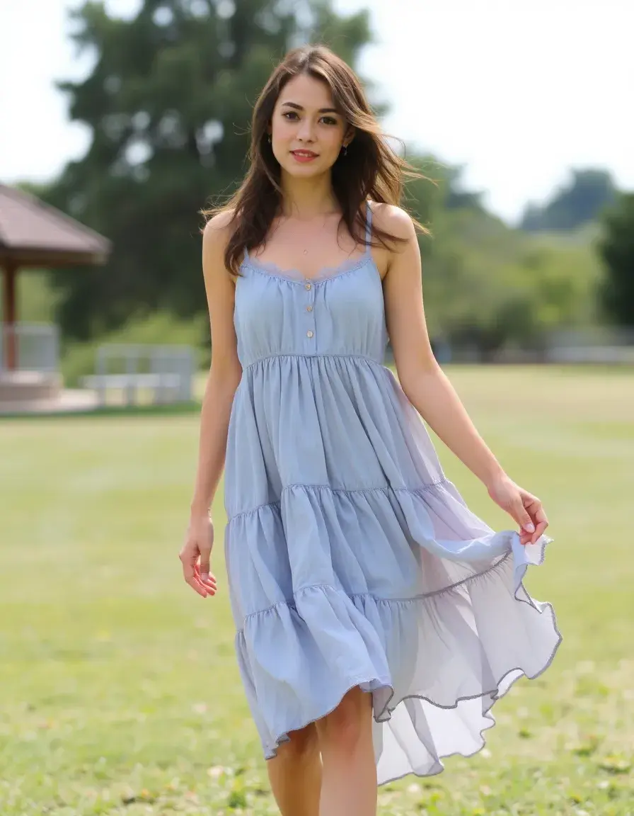 Layered Flowy Dress - Robe à volants fluide femme