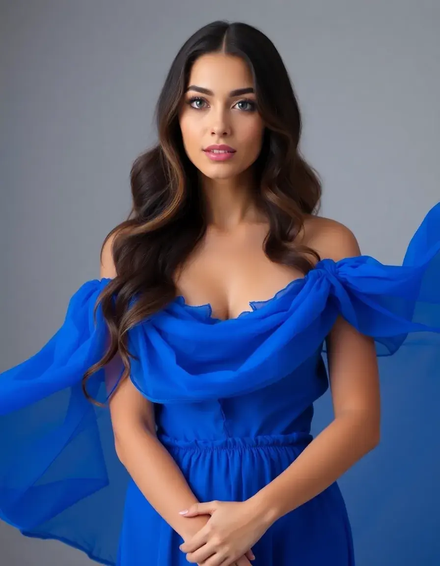 Robe en mousseline bleue femme