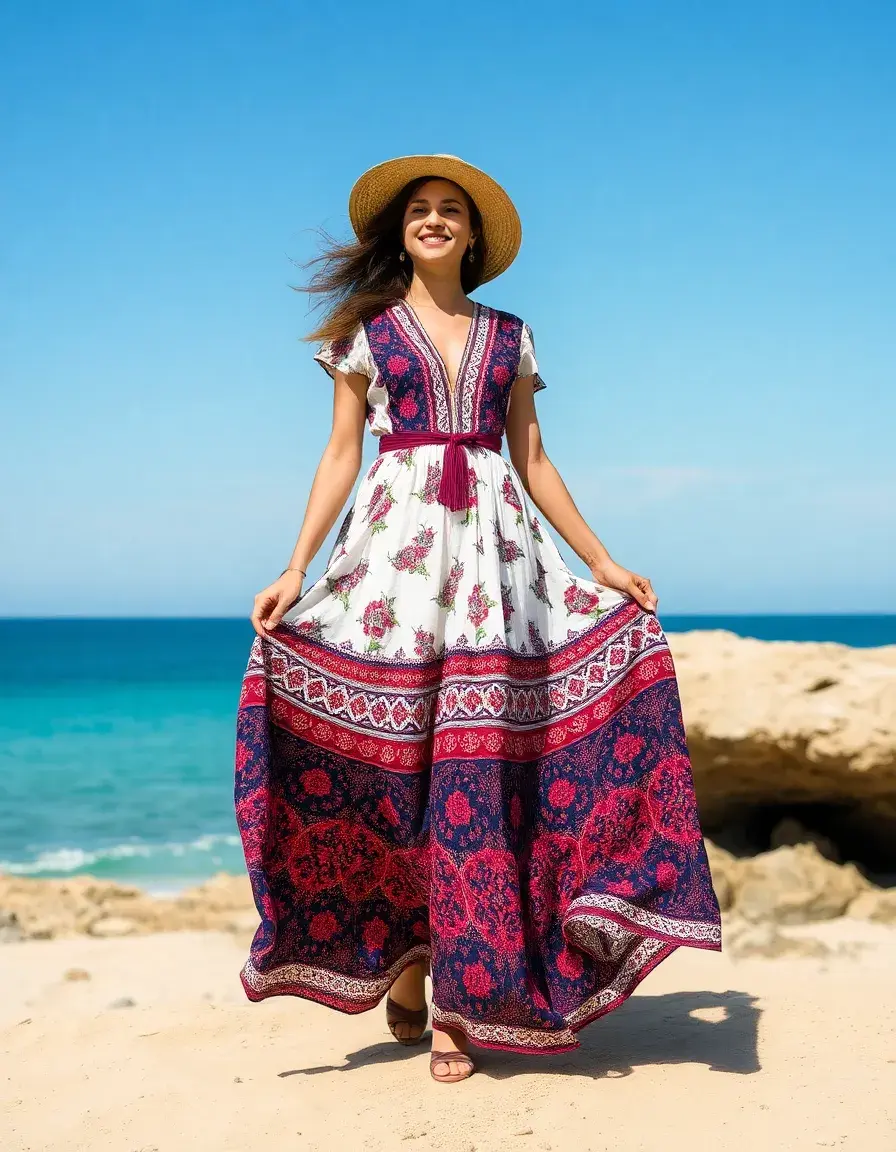 Printed Boho Gown - Robe bohème imprimée longue