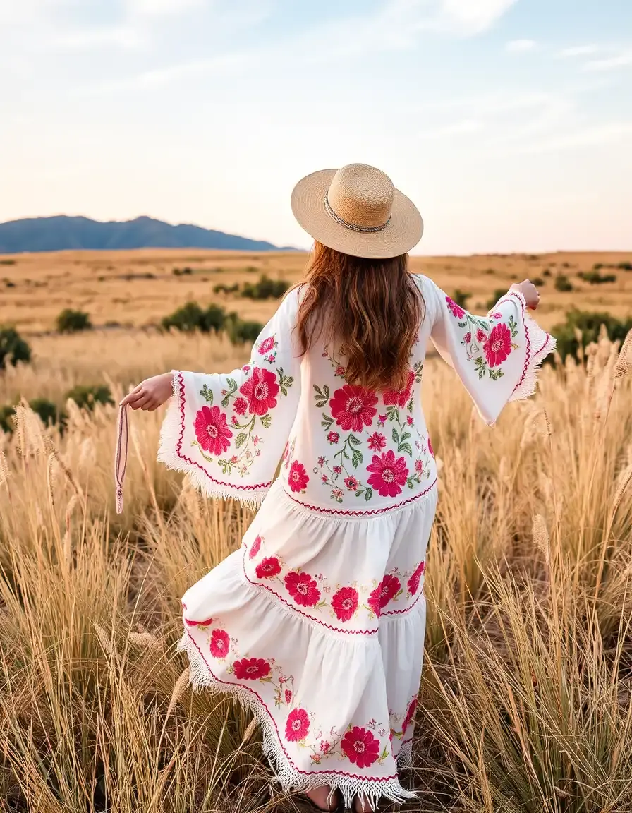 Embroidered Boho Dress - Robe bohème brodée