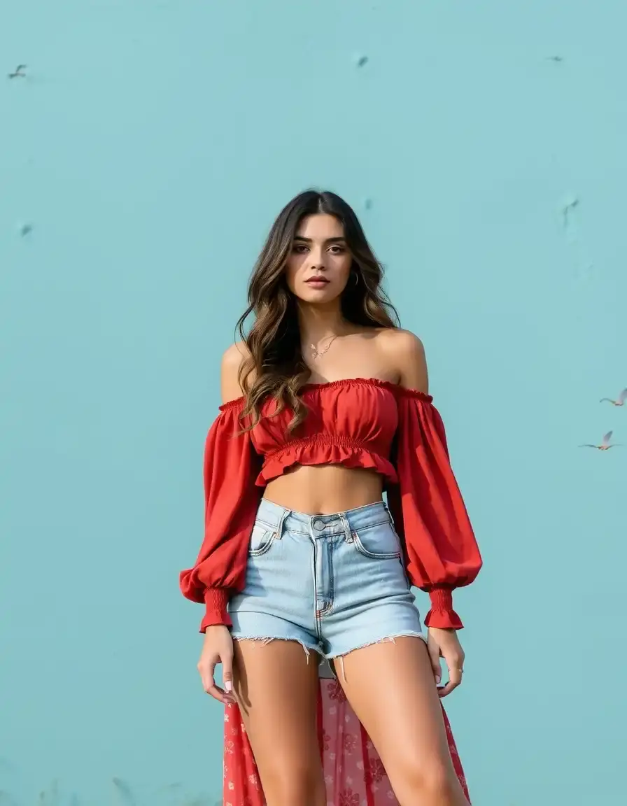 Off-Shoulder Boho Long - Robe longue bohème épaules dénudées