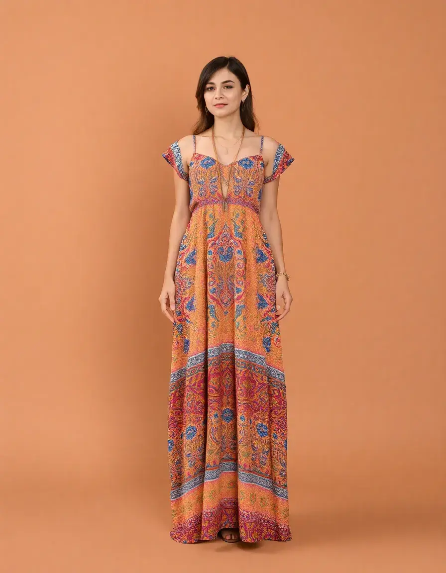 Patterned Bohème Gown robe à motifs bohème