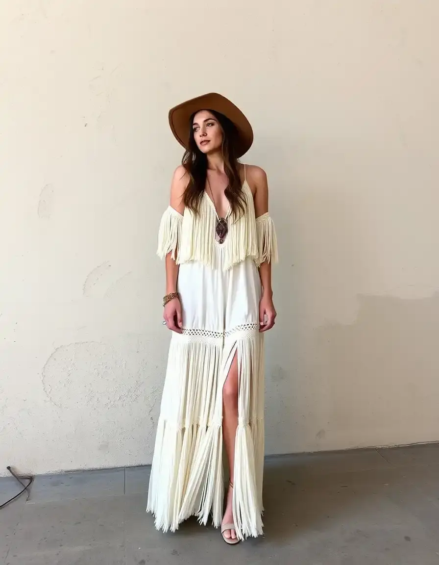 Fringe Bohème Maxi robe à franges style bohème