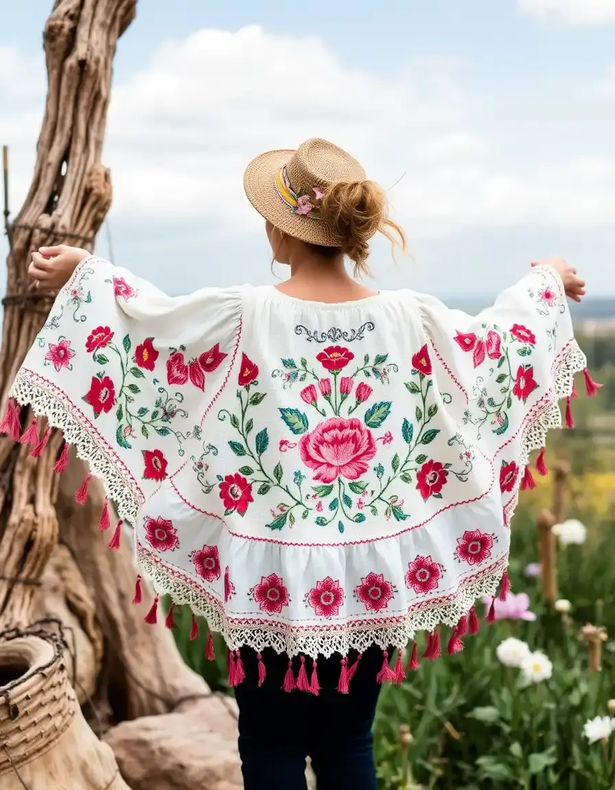Embroidered Bohème robe longue brodée