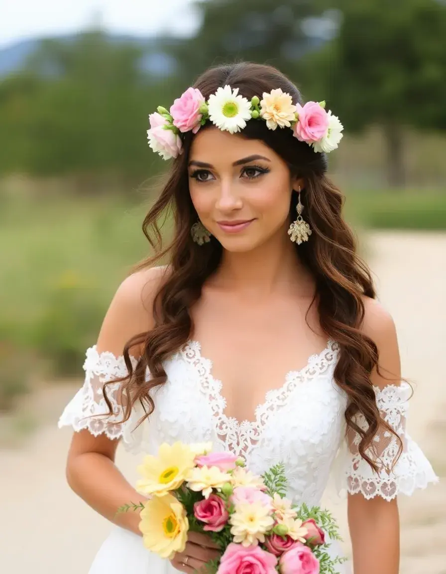 Robe de mariage bohème avec fleurs