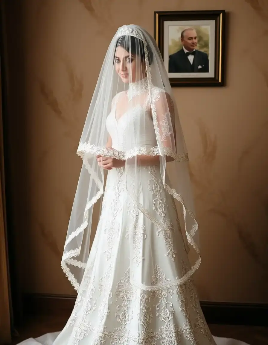 Robe de mariage traditionnelle avec voile