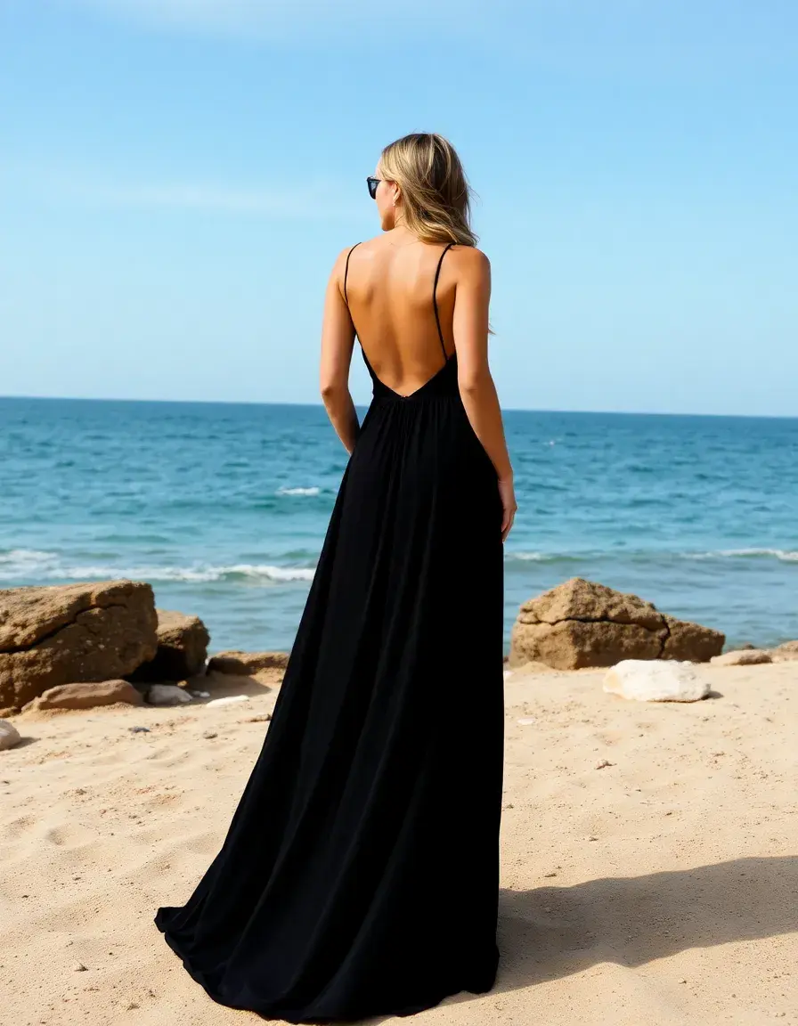 Robe longue dos nu noire sexy
