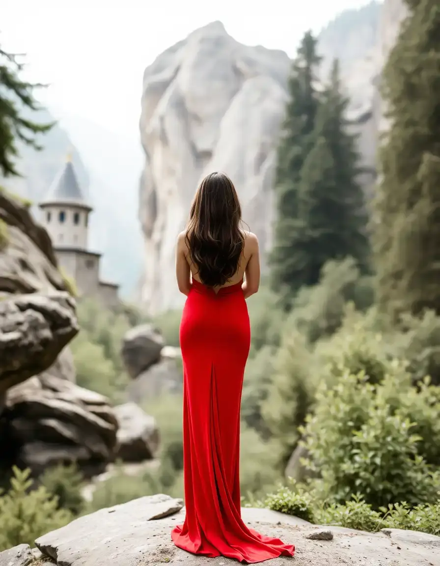 Robe longue dos nu rouge élégante