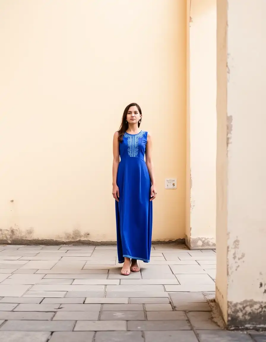 Robe dos nu longue bleue