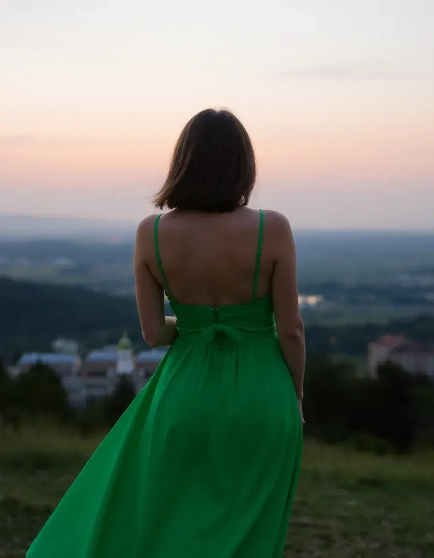 Robe de soirée verte dos nu