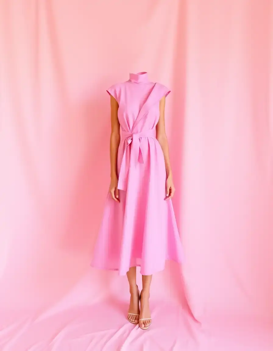 Robe rose dos nu fluide