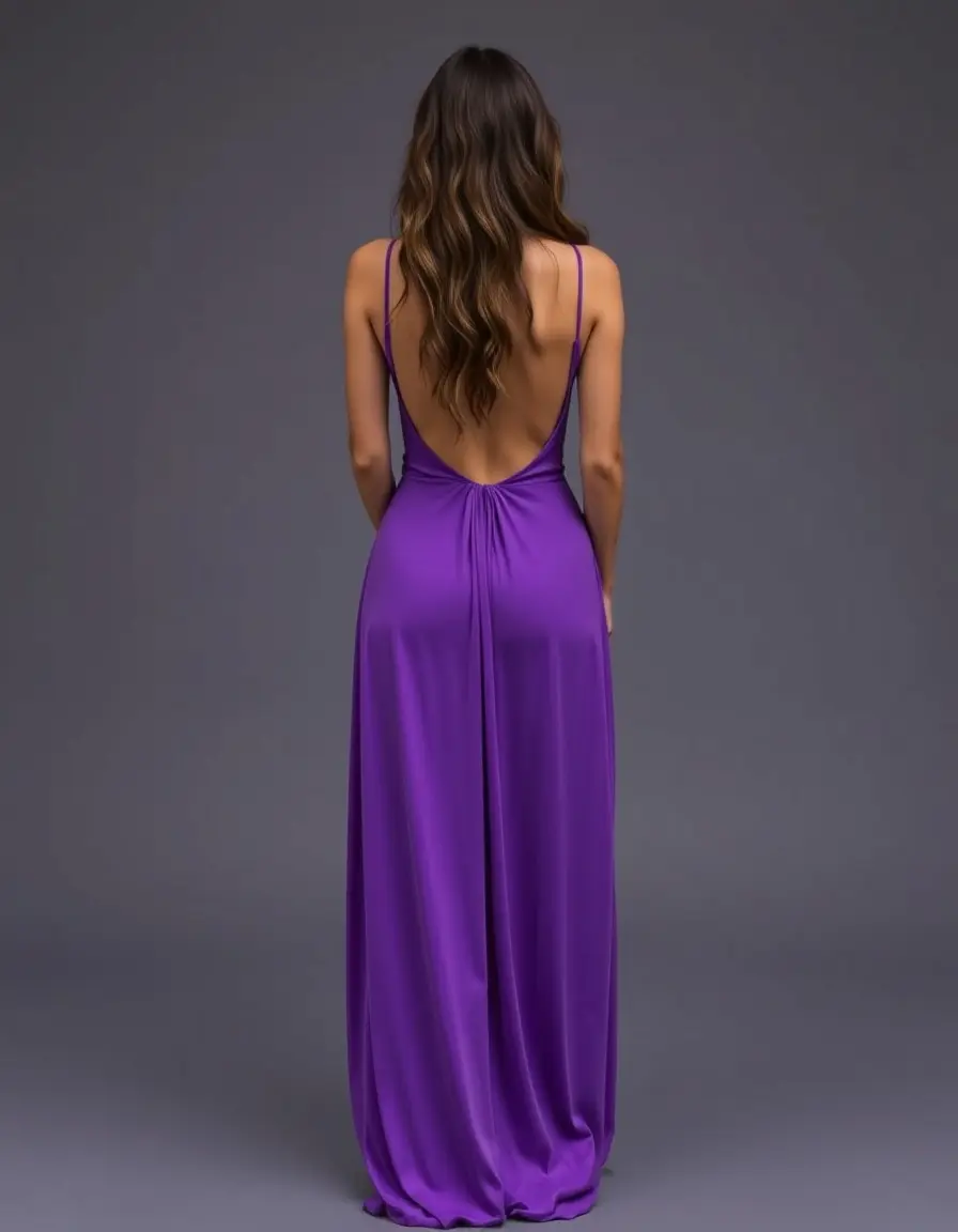 Robe longue pourpre dos nu