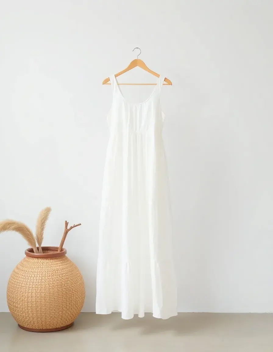 Robe longue été coton léger blanc maxi