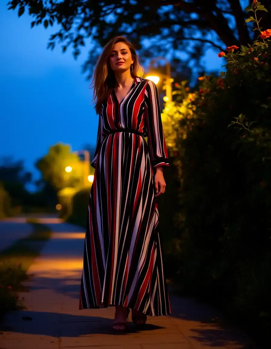 Robe longue été rayée style chic