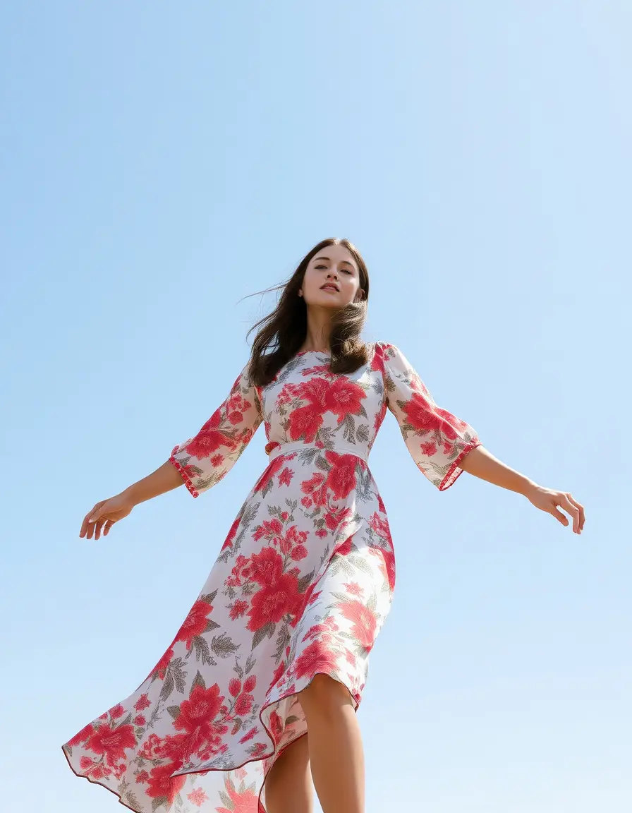 Robe longue été imprimée motifs modernes