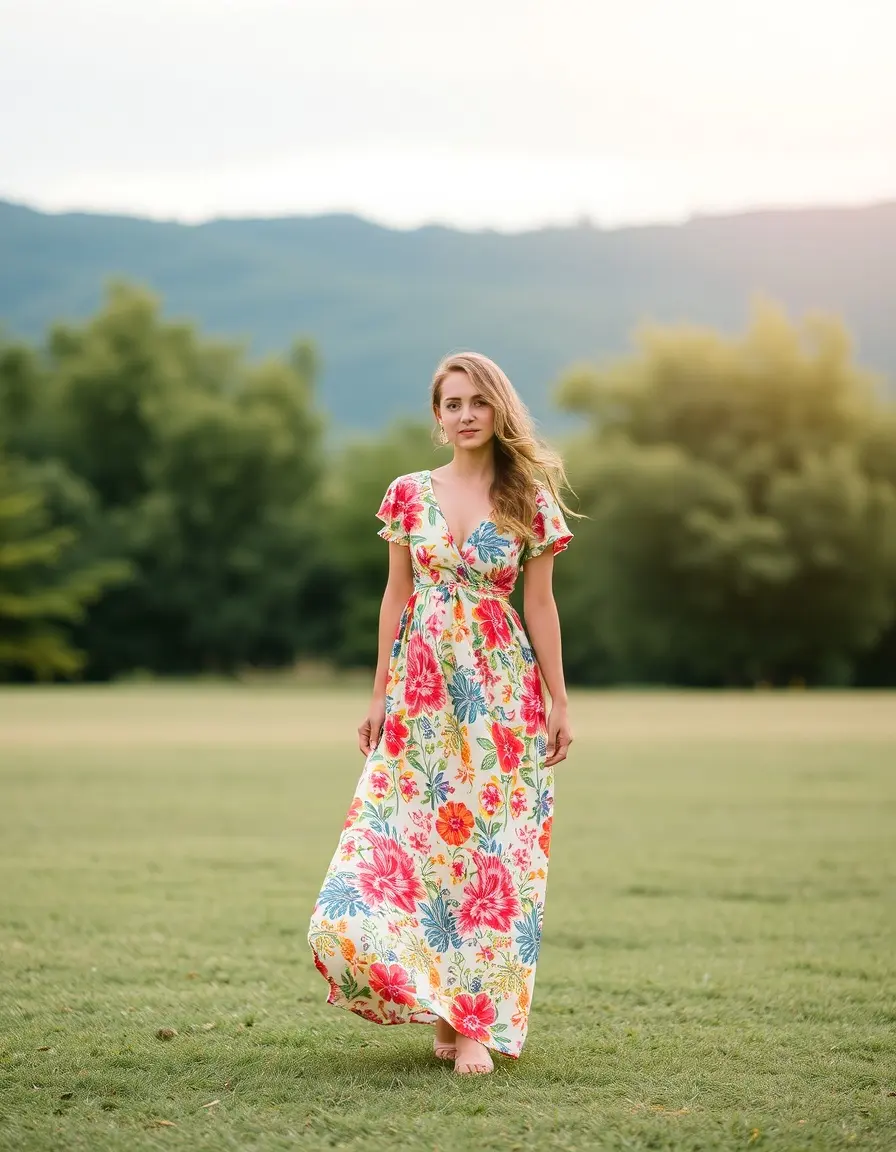 Robe longue été colorée et vive