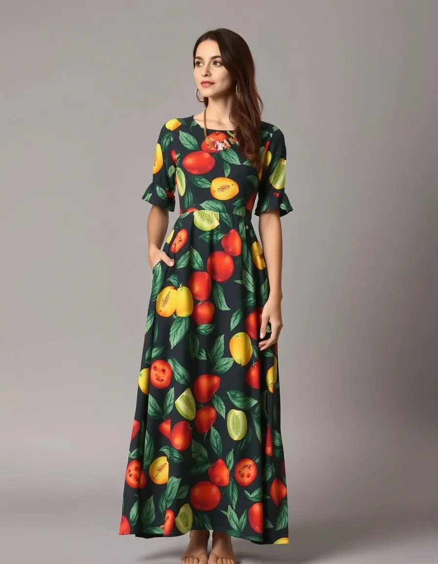 Robe longue à motifs frais et colorés
