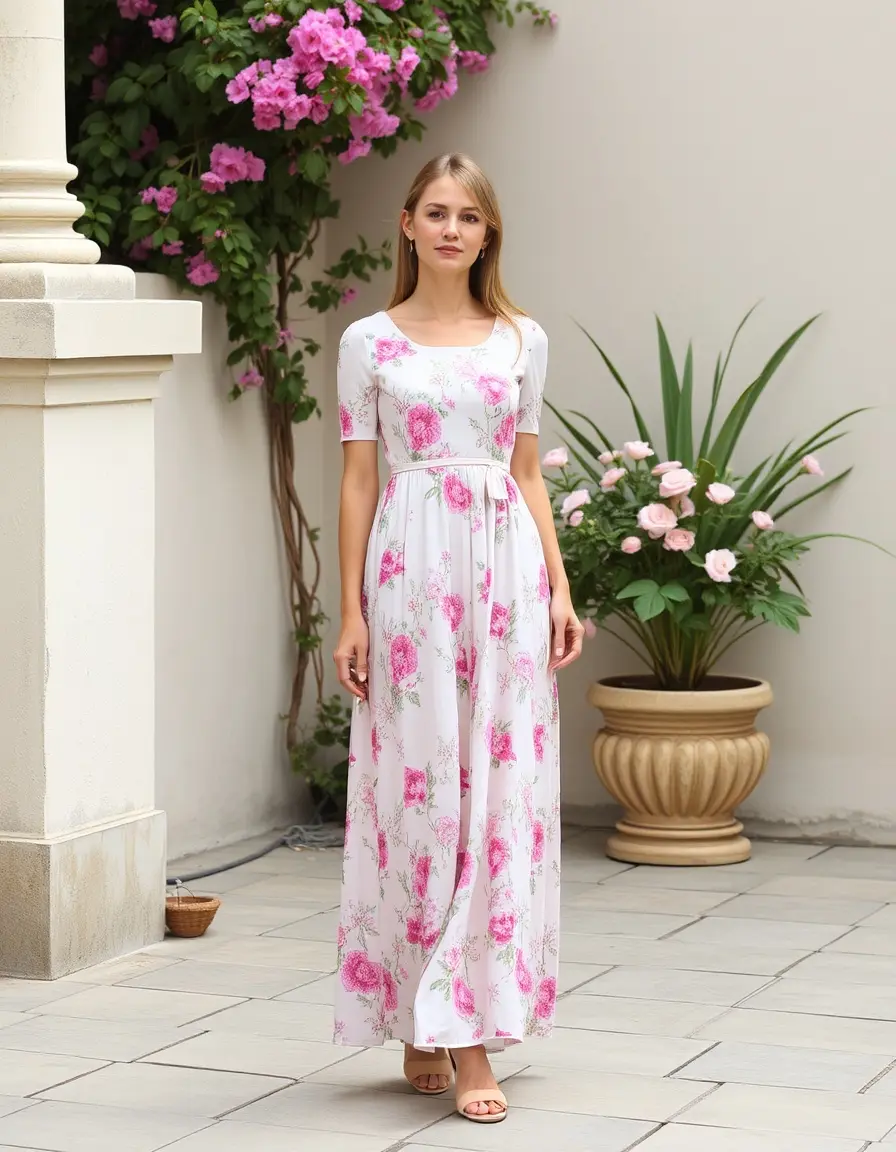 Robe longue fleurie pastel