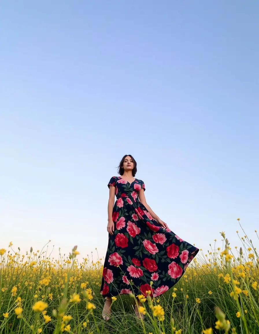 Robe fleurie audacieuse à grands motifs