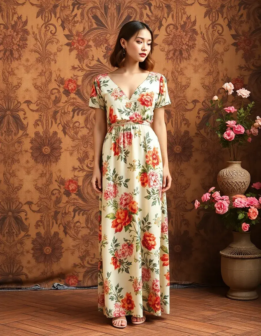 Robe maxi fleurie style vintage