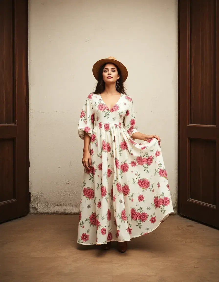 Robe longue fleurie style bohème