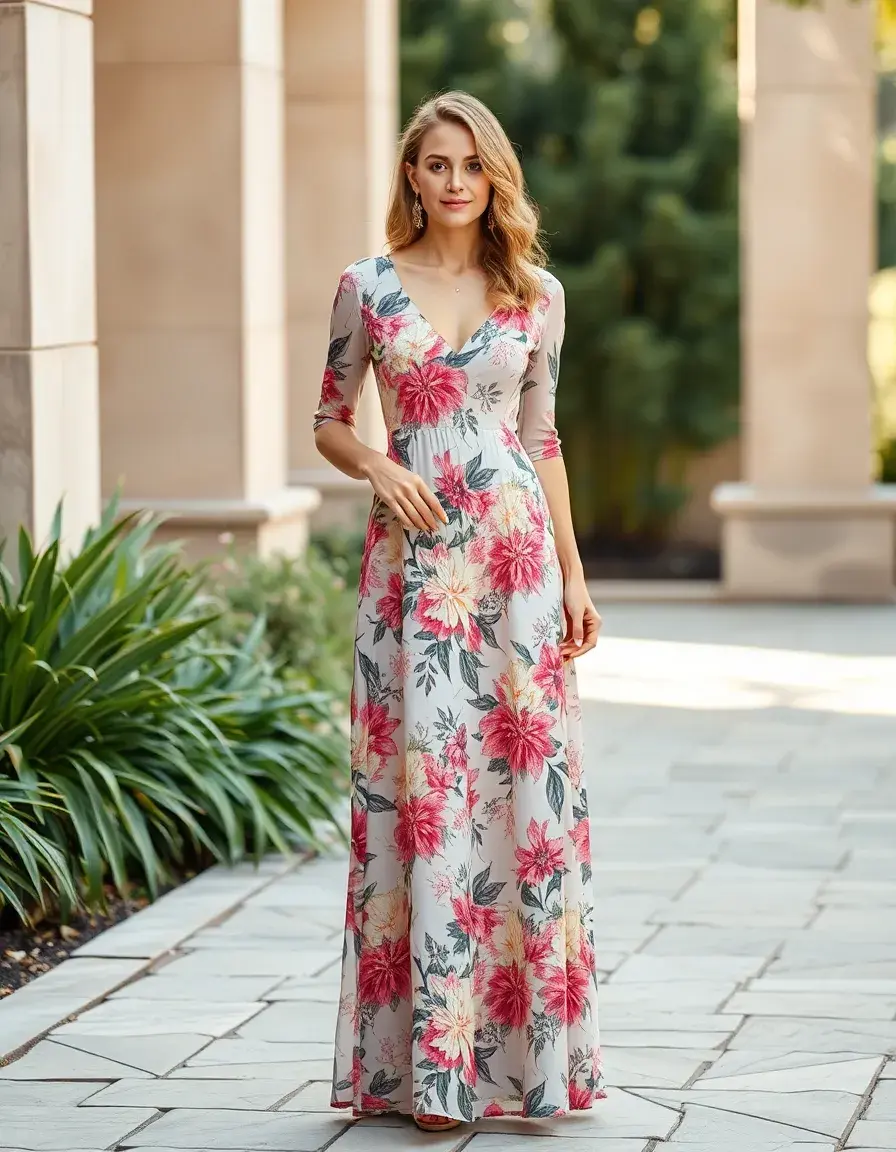 Robe longue fleurie élégante pour mariage