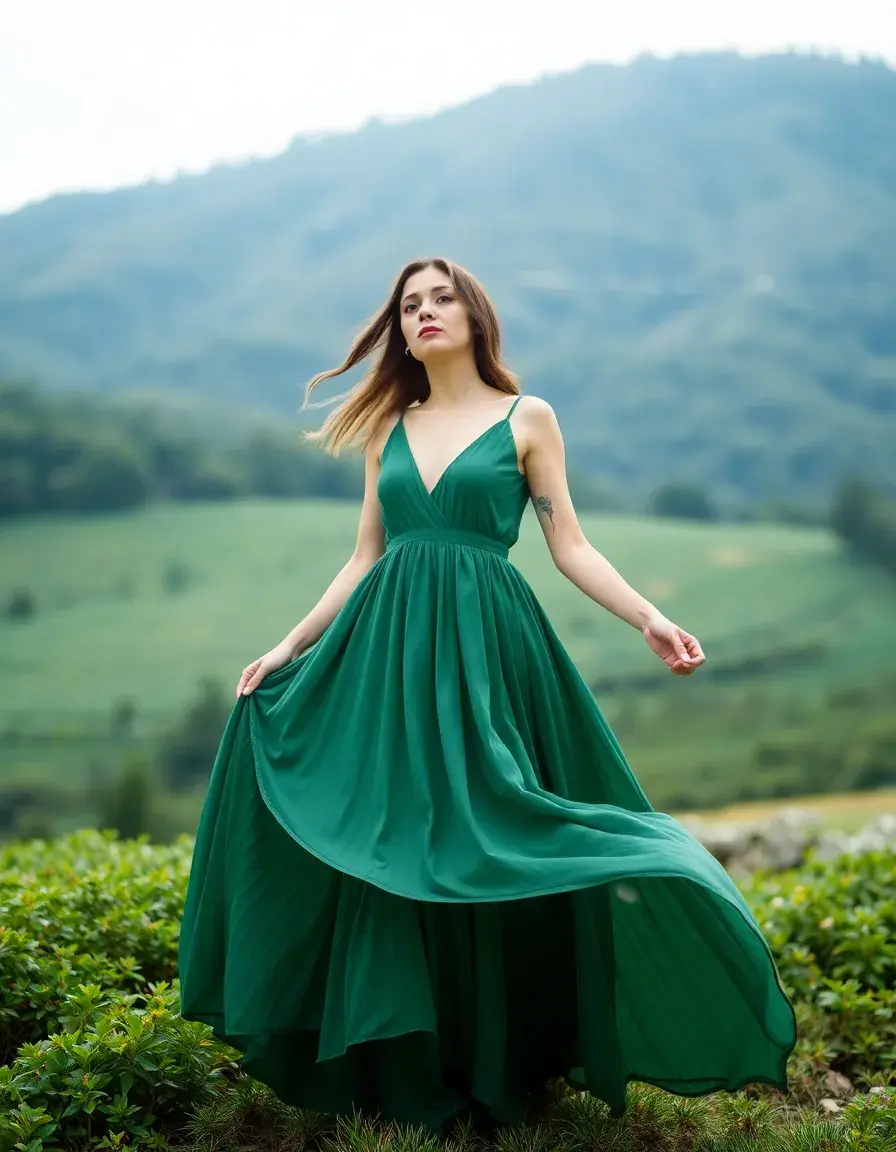 Robe de soirée vert forêt profonde