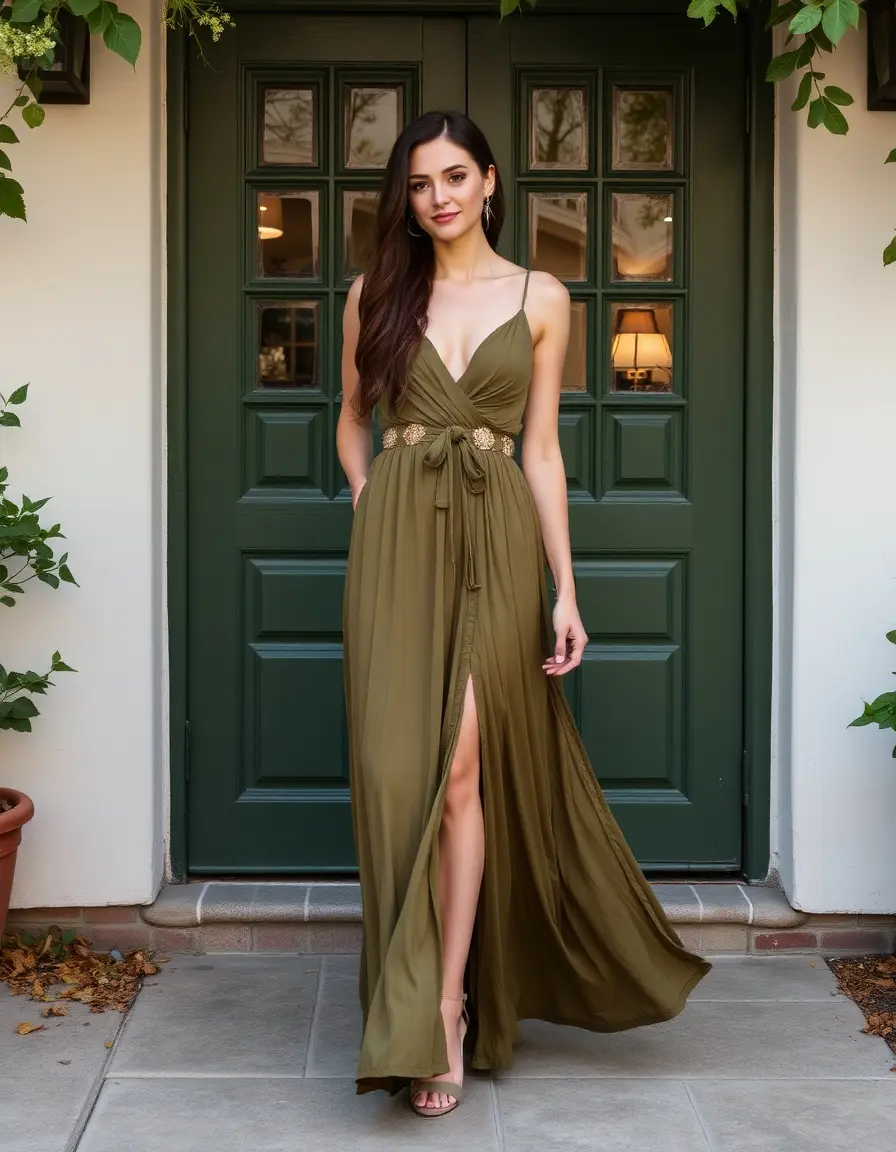 Robe maxi vert olive décontractée