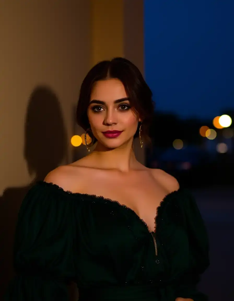 Robe de soirée vert foncé élégante