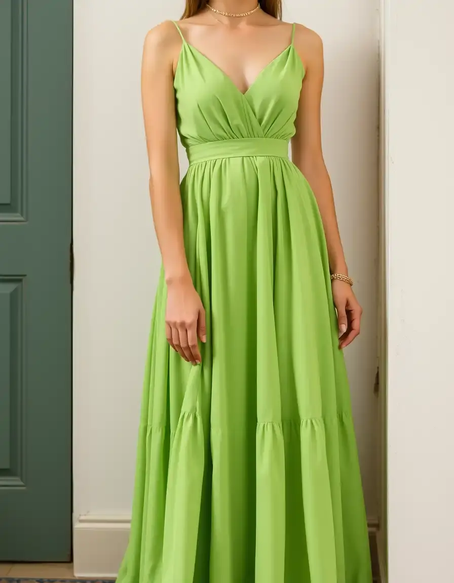 Robe longue vert clair pastel