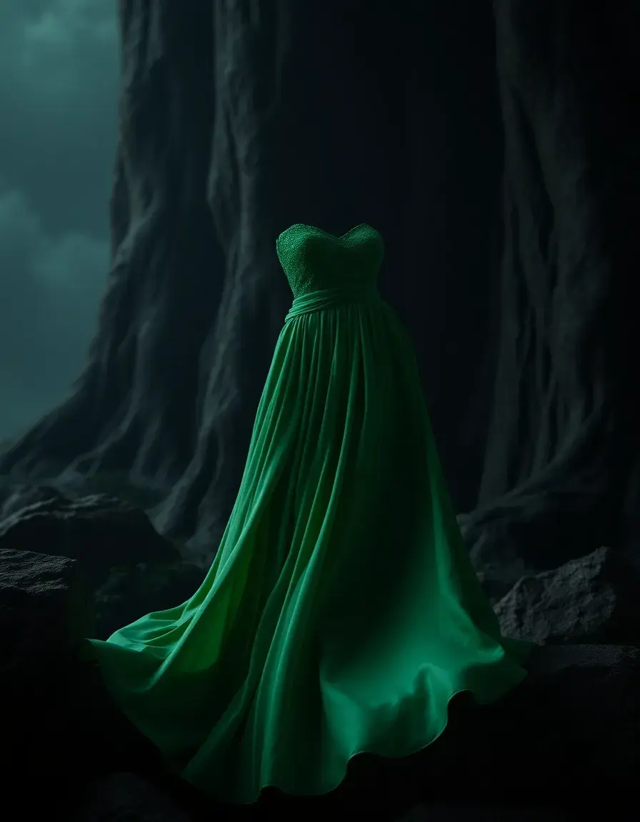 Robe longue vert foncé classique
