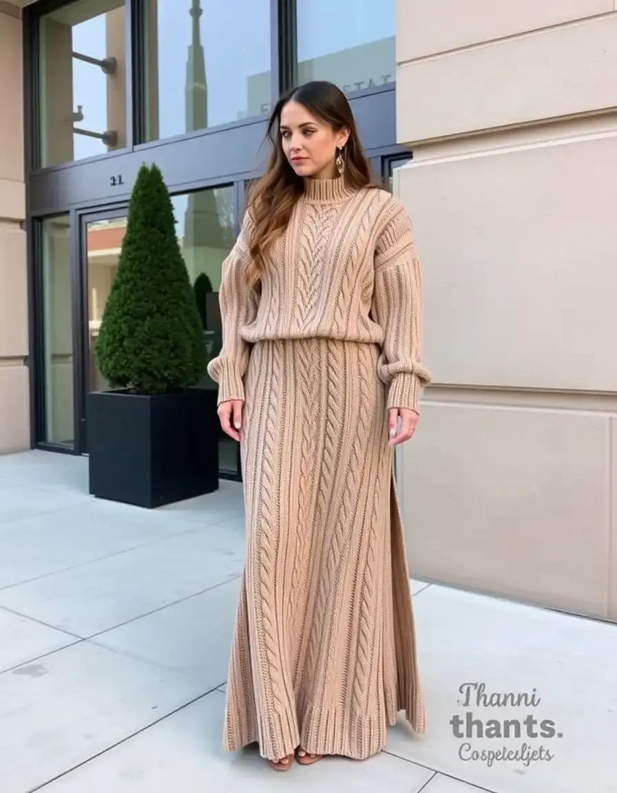 Cable Knit Maxi Dress - Robe longue torsadée