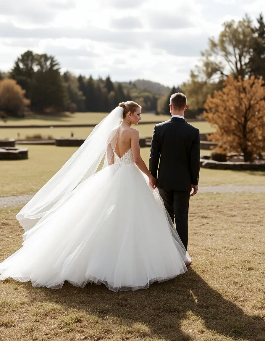 Robe de mariée princesse en tulle vaporeux