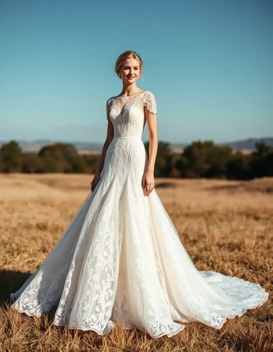 Robe de mariée princesse en dentelle délicate