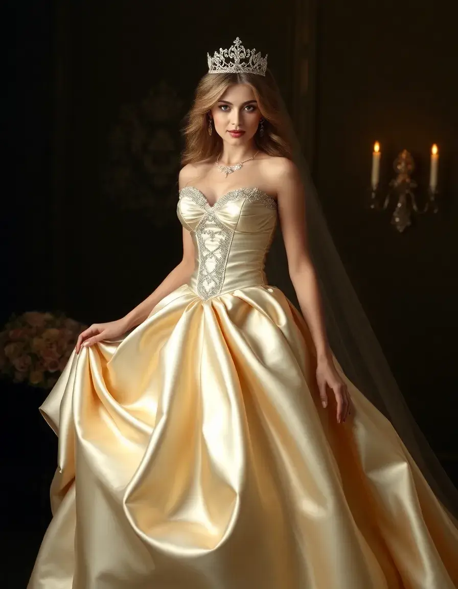 Robe mariée princesse en satin royal
