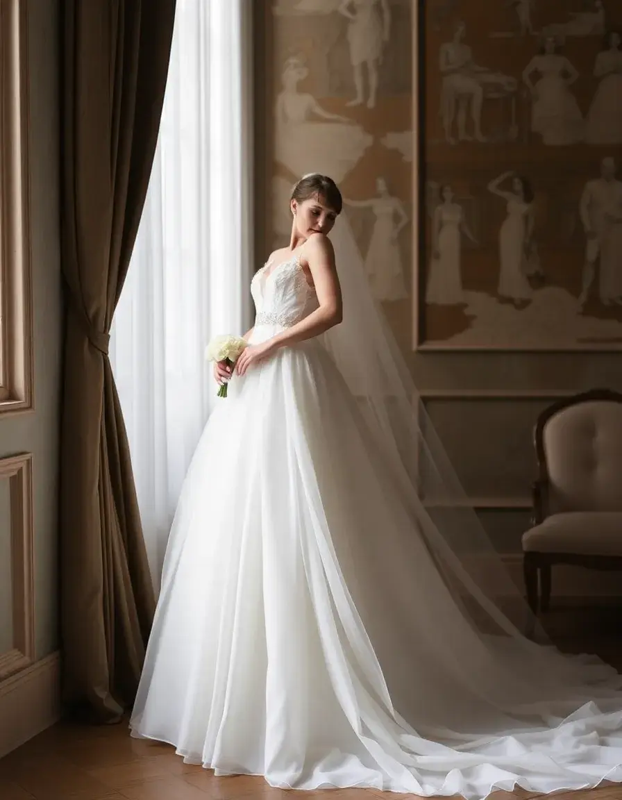 Robe de mariée princesse en mousseline