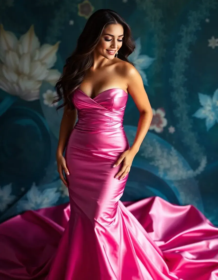 Robe de mariée sirène en satin brillant