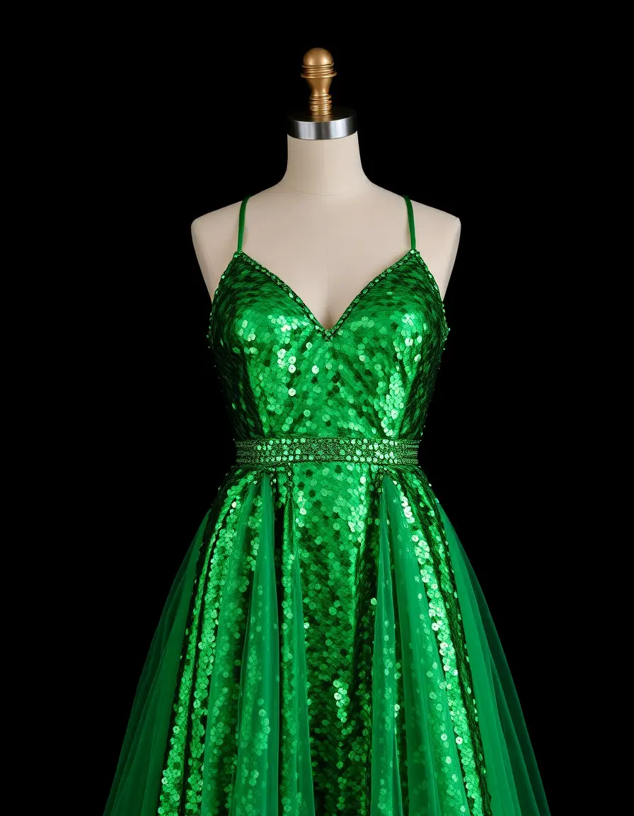Robe verte à sequins