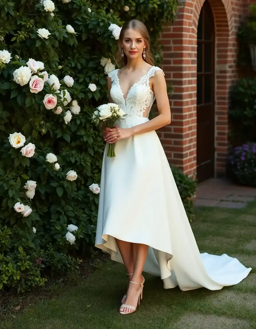 Robe mariage civil longueur midi blanche