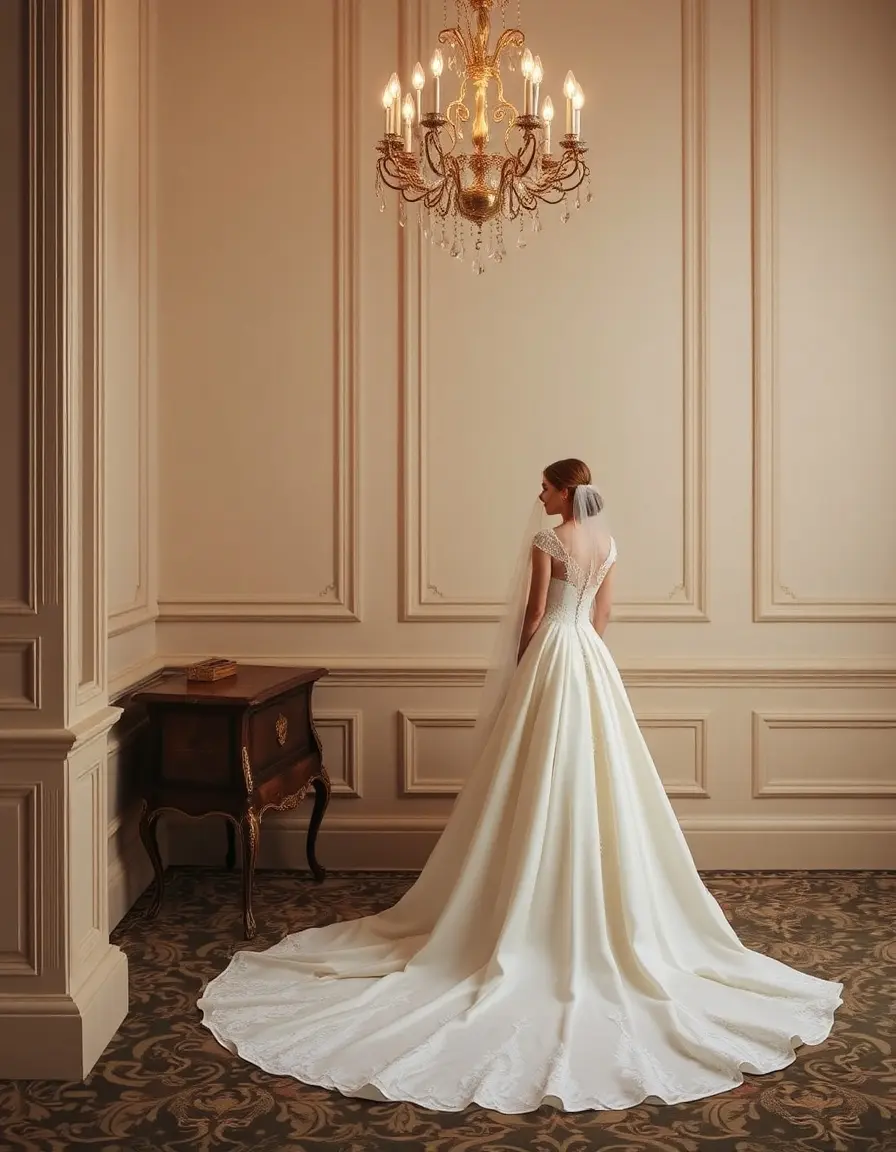Longue robe de mariée civile élégante