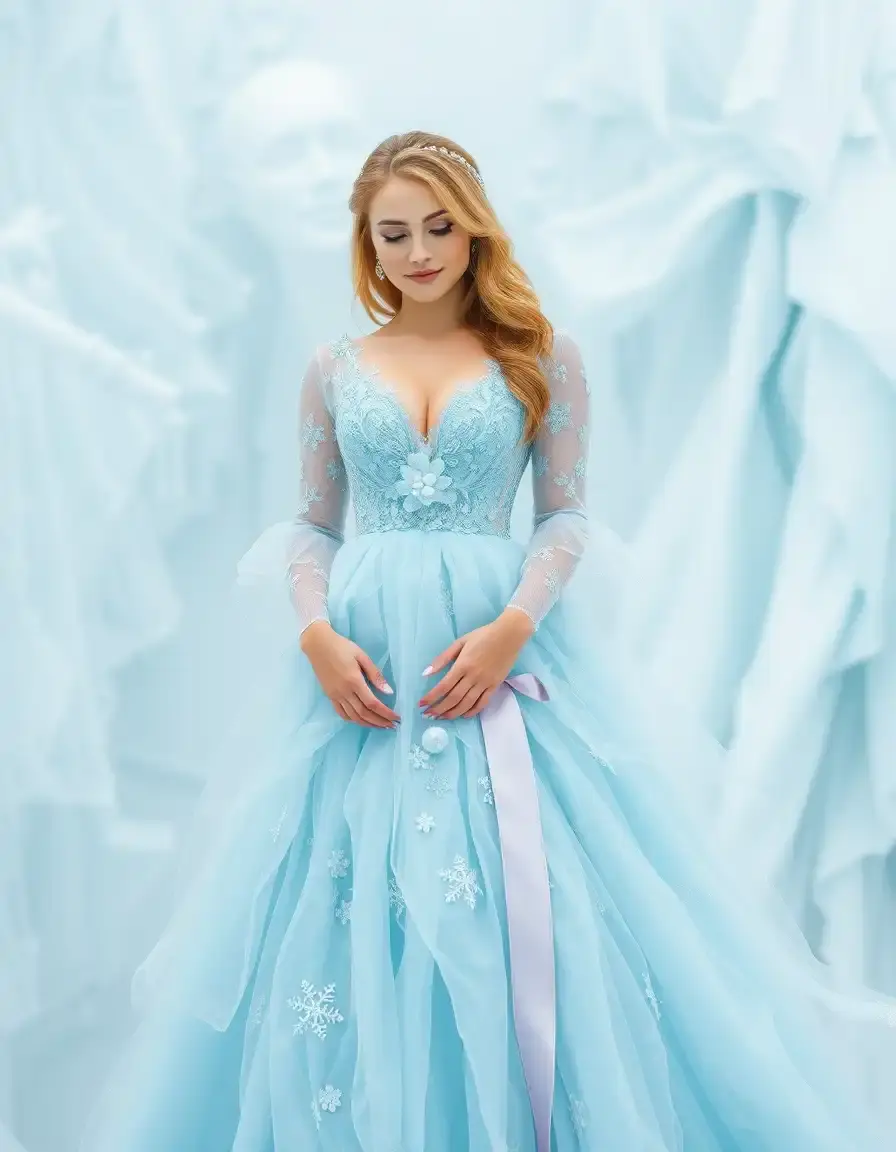 Ice Blue Reine Dress - Robe bleue glacée style Elsa