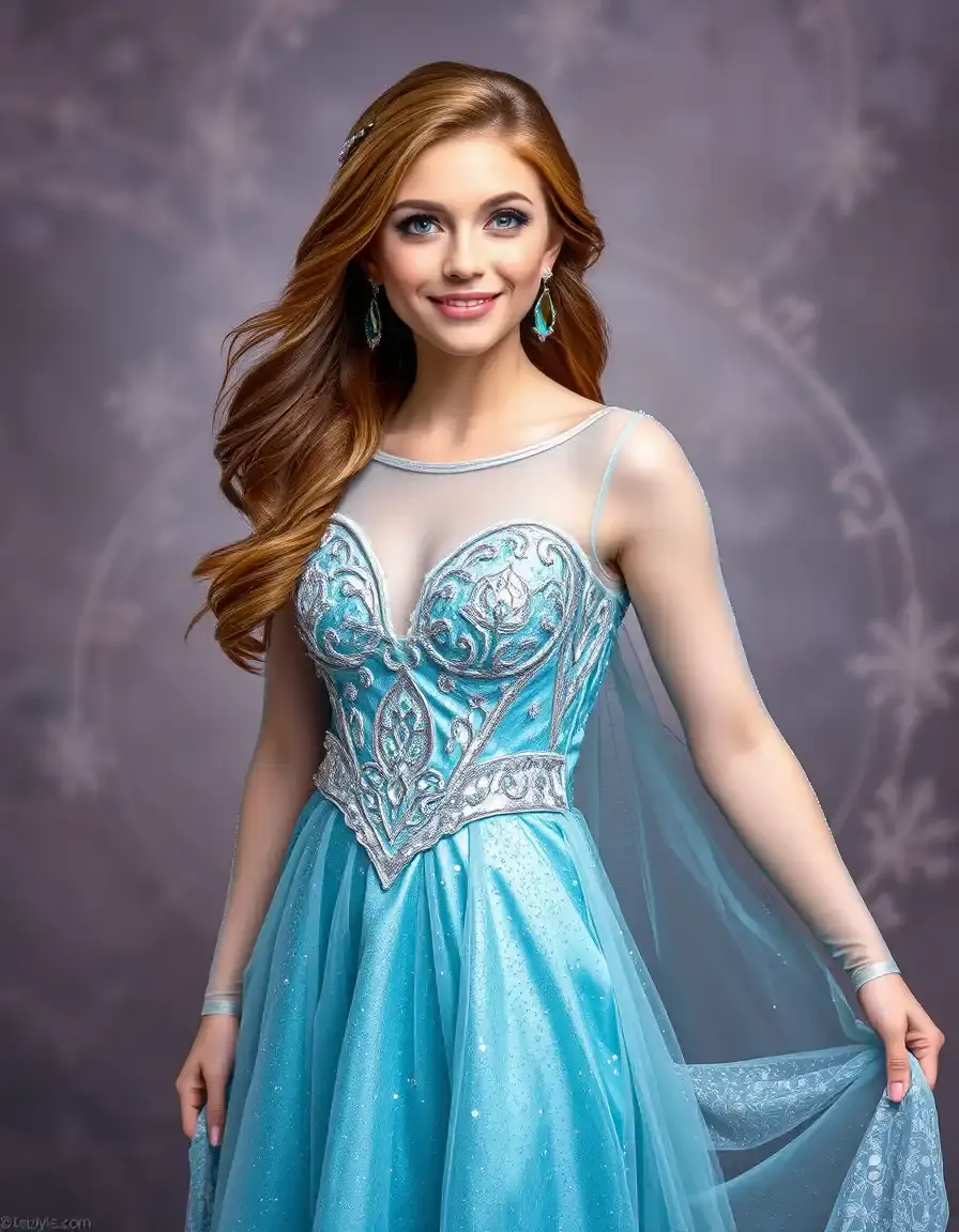Glittery Frozen Dress - Robe de bal scintillante bleue