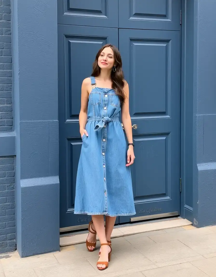 Robe salopette en jean classique
