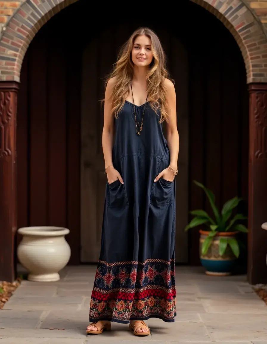 Robe salopette style bohème