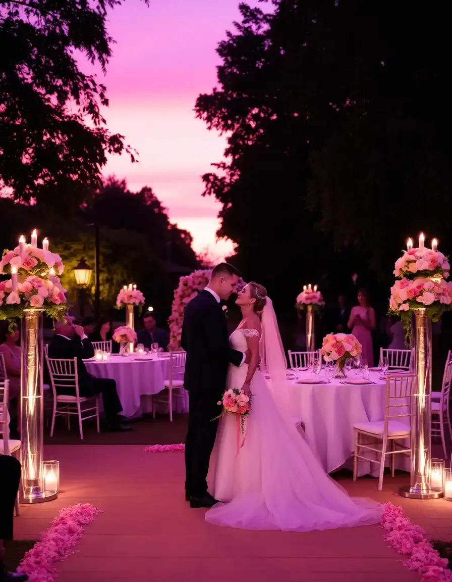 Robe de soirée rose poudré pour mariage de nuit
