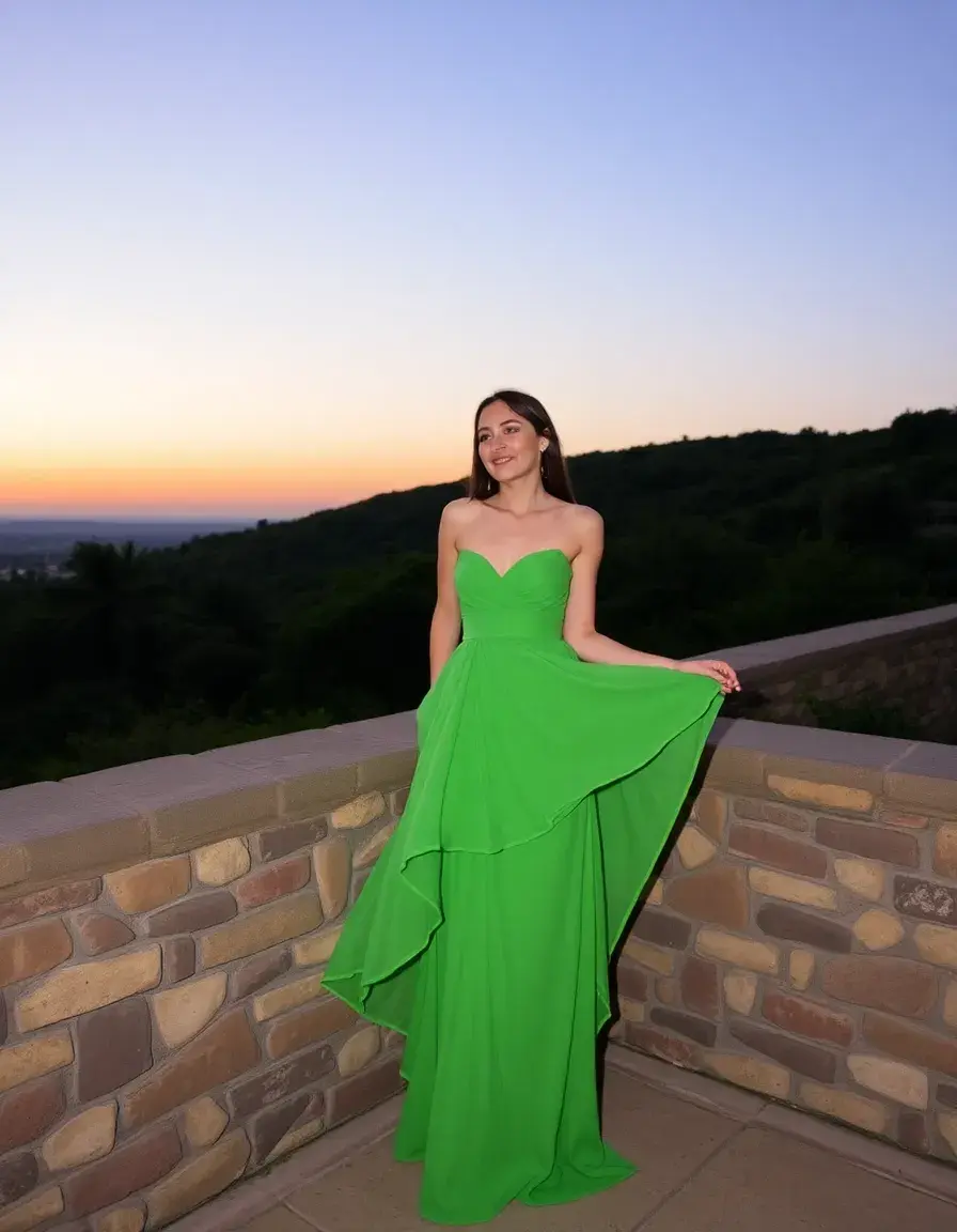 Robe de soirée verte émeraude chic