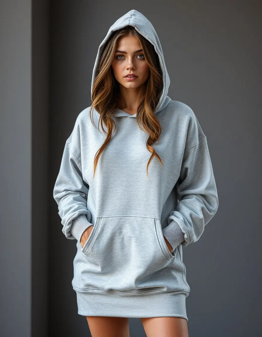 Hoodie Sweat Dress Women - Robe sweat à capuche femme grise