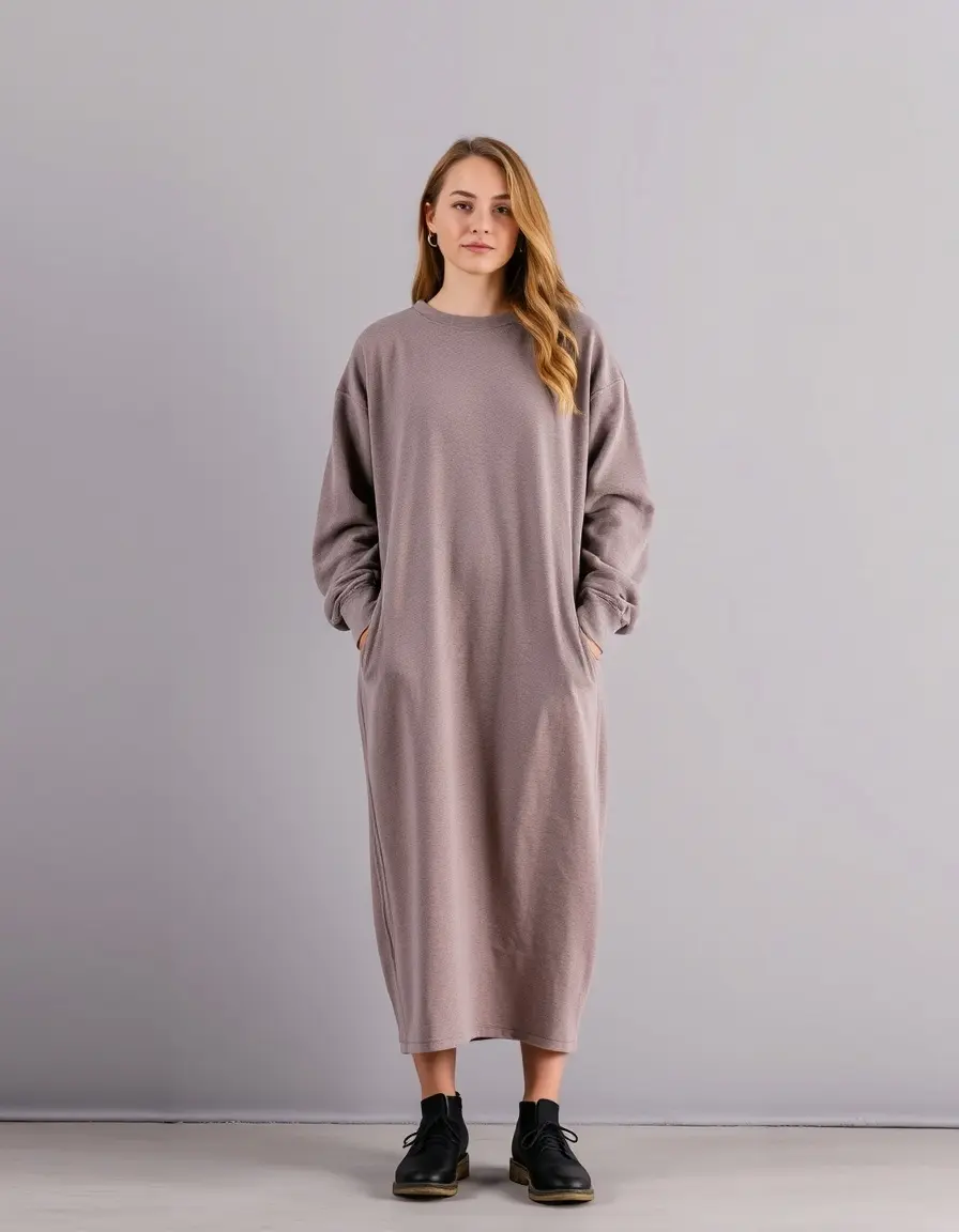 Long Sleeve Sweat Dress - Robe sweat manches longues noire